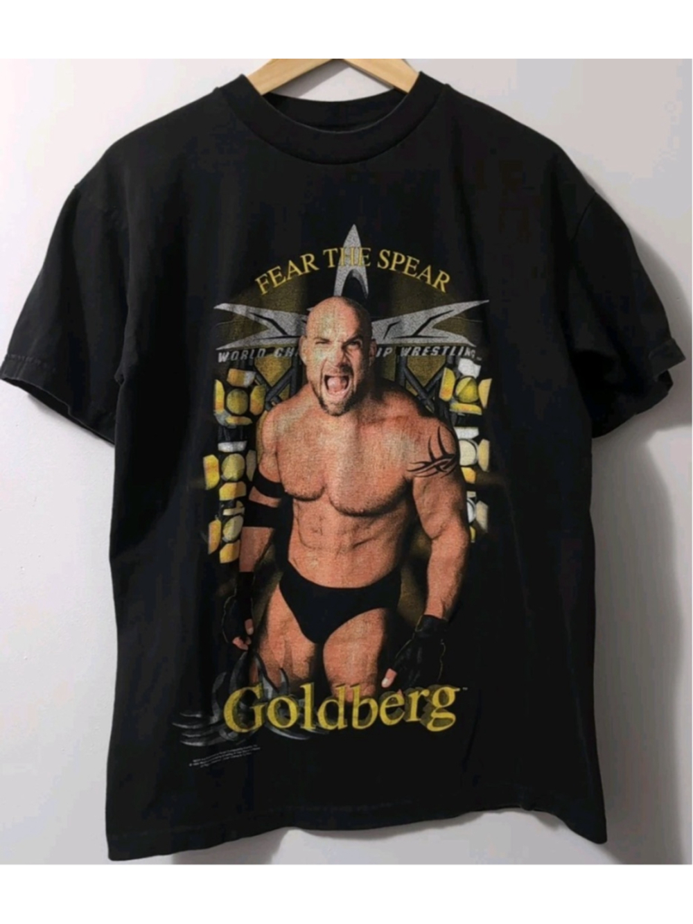 Vintage 90s Goldberg Wrestling Rap Tee T-Shirt WCW 1999 Black Medium